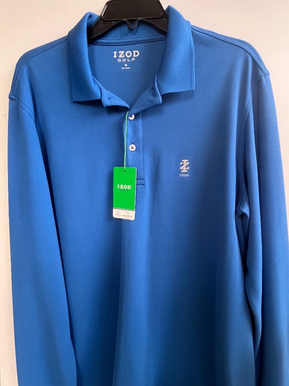 IZOD Golf blue long-sleeve man’s performance polo shirt size Medium